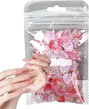 3D Nail Charm - 100X Cute Bow Bunny Strawberry Nail Gems Set | Cute Manicure Tips Embellishment Decoration for Dating Daily Commuting Event Styling