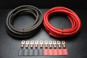 0 GAUGE WIRE 5FT RED 5 FT BLACK SUPERFLEX 10PCS COPPER 3/8 RING HEATSHRINK