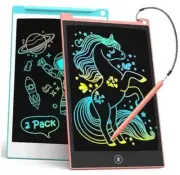 2 Pack LCD Writing Tablet, 8.5 Inch Colorful Doodle Board Drawing Blue Pink