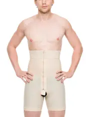 Isavela Male High-Waist Abdominal Compression Girdle Mid Thigh w/ Zippers - Black
