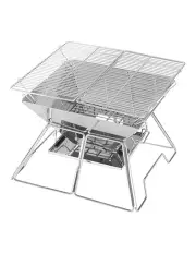 [Grillz] Camping Fire Pit BBQ 2-in-1 Grill Smoker Stainless Steel
