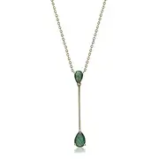 [Gin & Grace] 10K Yellow Gold Natural Zambian Emerald Pendant For Women Ethically, Authentically & Organically Sourced Pear-Cut Emerald Hand-Crafted Jewelry For Her