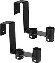 Pool Poles Hanger - Adjustable Pool Fence Hooks - 2PCS Heavy-Duty Metal Wall Mount Holders for Garden Hose, Skimmer Net, Brush, Outdoor Towel Storage, SwimmingPool Tools (4.6x4.8 inches)