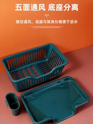 廚房水槽瀝水碗架 餐具濾水籃碗盤筷子雙層洗碗收納籃 多功能置物架 (8.3折)