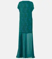 [Dries Van Noten] Dries Van Noten Printed embellished maxi dress AU 10 blue