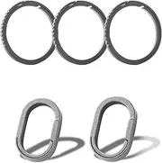 Titanium Mini Key Ring Connector Links, Small Carabiner Keychain Clip Rings, Quick Release EDC Accessory (Oval*2++Ti Ring*3)