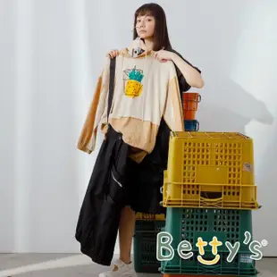 【betty’s 貝蒂思】鳳梨印花拼布連帽T-shirt(卡其)