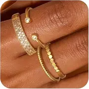 [FAONDU] Stackable Gold Rings for Women Non Tarnish Thin Thumb Rings Dainty 14k Gold Plated Stacking Statement Band Ring Cubic Zirconia Ring Set Promise Wedding Bands Engagement Rings for Women Size 6 7 8 9 10