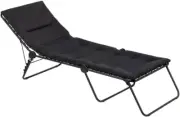 Lafuma Siesta Sunbed Aircomfort (Acier Black) Padded Pool Chaise Lounge W/Steel