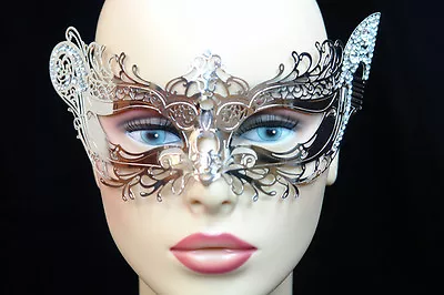 LASER CUT Venetian Masquerade Costume Ball Prom Party Wedding Silver Fox Mask