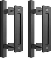 skysen Sliding Barn Door Handle Flush Pull Set -Black 12" Square (685-2pack)