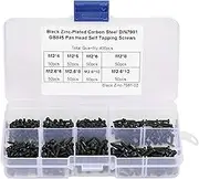 400Pcs Cross Screw, Cross Tapping Screw,400Pcs Black M2/M2.6 Cross Pan Head Self Tapping Screws Set Assortment Kit