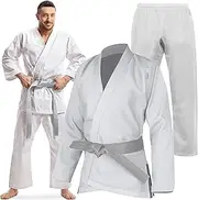 [Senshi Japan] Karate Gi Uniform | 100% Cotton Lightweight Martial Arts Outfit & White Belt for Training & Sparring | Taekwondo, Tang Soo Do, Shotokan, etc. | For Adults & Kids