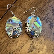 BALI LEGACY Australian Boulder Opal Triplet, Abalone Shell Earrings in Sterling