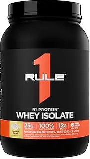 Rule1 R1 100% Whey Protein Isolate and Hydrolysate Protein Powder 1.95 lb, Frozen Banana (30 Servings)