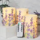 LED Christmas Candles with Remote Real Wax Flickering Lavender Battery Operated