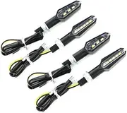 TDR 4pcs Motorcycle LED Turn Signal Lights Indicators Blinkers, 10mm Universal Fit, Black Housing with Clear Lens