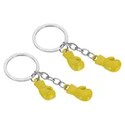 2 Pcs Boxing Keychain Mini Cute Boxing Gloves Key Chain Sport Pendant Yellow