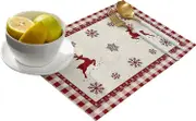 Christmas Placemats Set of 6 Heat Resistant Placemats for Dining Table, Elk Snowflake Buffalo Red Plaid Table Mats Indoor Outdoor Decor