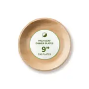 TCC - Palm Leaf Dinner Plates, 9" round, 200 pcs, Bamboo & Wood Style, Biodeg...