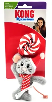 KONG Holiday Christmas Occasions Mouse Catnip Plush Cat Toy 7"
