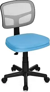 HONEY JOY Swivel Desk Computer Chair for Kids, Home Office Adjustable Ergonomic Children Mesh Study Chair w/Backrest, Lumbar Support, Removable Cushion, Rolling Task Chair for Living Room, Blue