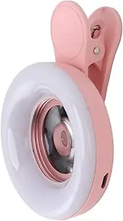 Phone Lens Ring Light, 15x Macro Lens Adjustable Color Temperature Easy Installation Phone Clip on Ring Light for Photography (Color : Pink)