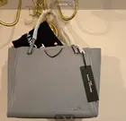 Marc Jacobs The Kiss-Lock Small Leather Tote Rock Gray Silver Hardware~NWT