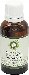 R V Essential Pure Clary Sage Essential Oil 100ml (3.38oz)- Salvia Sclarea (100% Pure and Natural Steam Distilled)
