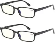 Computer Glasses 2 Pair UV Protection, Anti Blue Rays, Anti Glare and Scratch Resistant Computer Reading Glasses (0.5, 2 Pack Black)