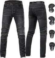 ForMTRider Men's Protective Motorcycle Jeans with CE Armor,Elastic Denim Riding Pants for All-Season Cycling Gear