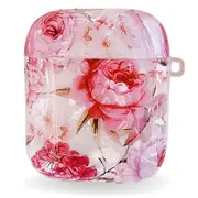 Airpod Case For Apple Airpods Gen 1 & 2 - Cute Pearl Resin Reflective Design Protective Cover With Keychain Option - Supports Wireless Qi Charging For Airpods Generation 1 2 - Pink Rose Pearl