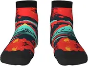 [YANYU] Volcano Bloom Print Workout Everyday Socks For Men And Women All Seasons Comfortable Adult Socks, 3 Black, One Size