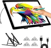 A4 Light Pad - Diamond Painting Light Board with Stand, Stepless Dimmable 3 Levels Brightness Tracing Light Box with Type-C Cable, Ultra-Thin LED Light Pad for Weeding Vinyl Drawing Diamond Painting