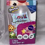 New Shopkins 3 Piece Twin Sheet Set With 1 Fitted 1 Flat And 1 Pillowcase