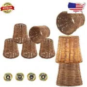 Handcrafted Clip-On Rattan Lamp Shades – Perfect for Chandelier and Accent Lamps