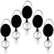 5 Retractable Badge Reel ID Card Holder Heavy Duty With Belt Clip Key Ring