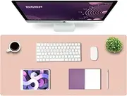 K KNODEL Leather Desk Mat, Office Desk Pad, Large Mouse Pad, Keyboard Pad, Computer and Laptop Mat for Desk, Desk Protector, Desktop Mat for Writing, Desk Blotter and Cover (90x43cm, Pink)