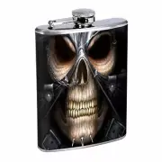Skeleton Theme D6 Flask 8oz Stainless Steel Hip Drinking Whiskey