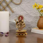Metal Radha Krishna Figurine, 5.5 x 3.5 x 3.5 inches, Golden