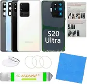 Galaxy S20 Ultra Back Glass Cover Replacement Housing Door w/Pre-Installed Camera Lens+Installation Manual+All the Adhesive+Tools for Samsung Galaxy S20 Ultra 5G SM-G988 All Carriers (Cloud White)