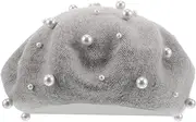 [SHERCHPRY] Beret Hat Faux Pearl French Beanie Hat Imitation Wool Bucket Hat Outdoor Hat Hat Fashion Lady Hat Classic French Beret Light Grey