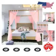 8-Panel Tulle Canopy Bed Curtains Set for Romantic Bedroom Decor - All Sizes