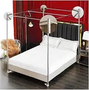 Full Size Canopy Bed e Post Pole, Stainless Steel Bed Curtain Pole, 4 Corner Bed Net e, Mosquito Net Bracket (Queen)