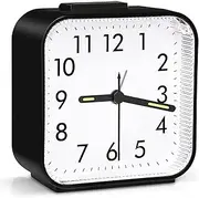 OQIMAX Silent Analog Alarm Clock, Battery Powered Bedside Alarm Clock Non Ticking with Luminous Dial Snooze Night Light Function Large Display Easy to Read for Heavy Sleepers Kids Travel Bedroom