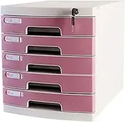 VUCICA Flat File Cabinet, 5-Layer Drawer Storage Organization, with Lock/Blank Label，Suitable for Office Supplies Pink (Size : Medium 5-Layers)