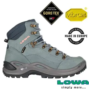 【LOWA】女 歐洲製造 RENEGADE GTX 中筒防水透氣多功能健行鞋_登山鞋(LW320945-6122 冰藍/鮭紅)