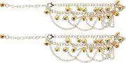OFFSCH 1 Pair Dancing Foot Bell Ankle Jingle Chain Anklet Chain Bells Ankle Adornment Ankle Cuff Foot Jewelry with Bells Anklet with Jingling Bells Jingle Anklet Leg Bracelet Golden Metal