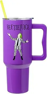 Silver Buffalo Beetlejuice 3X Name 40oz Stainless Steel Tumbler w Handle