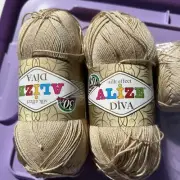 Pack of 3 Alize Diva Silk Effect Knitting Yarn 368-810800 Natural Color 3.52oz